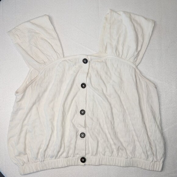 Madewell Crinkle-Knit Button-Front Top Sold Out Autumn Layering Piece Size Large - Picture 2 of 8